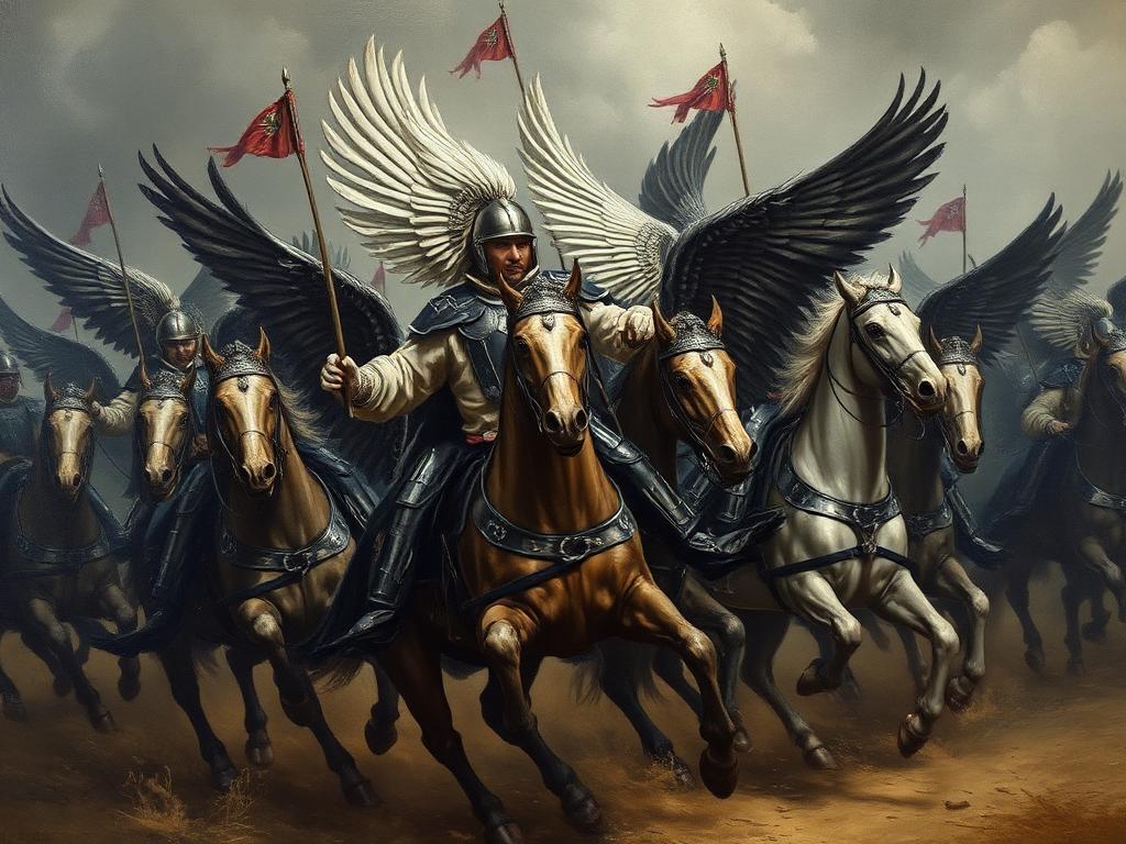 Polish Winged Hussars charging, 17th century